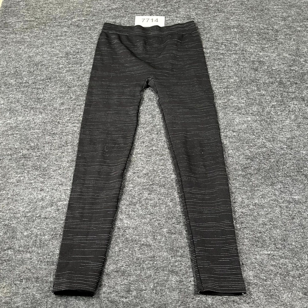 Nautica Leggings‎ Womens M/L Black White Textured Striped Knit Activewear Yoga